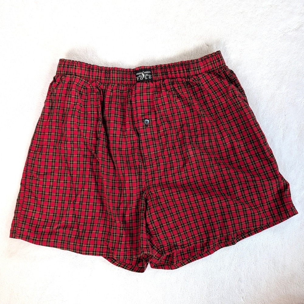 Vintage 90s Y2K Polo Ralph Lauren Tartan Plaid Boxer Shorts Men's M